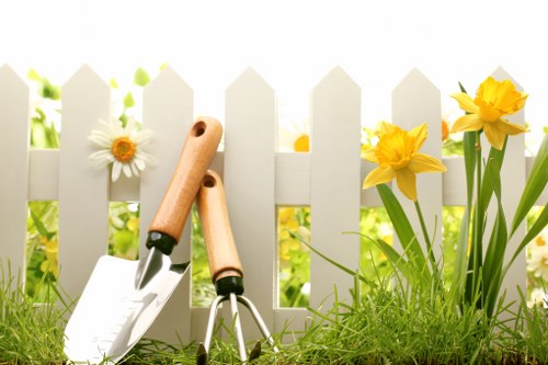 Company statement header with office and gardening imagery